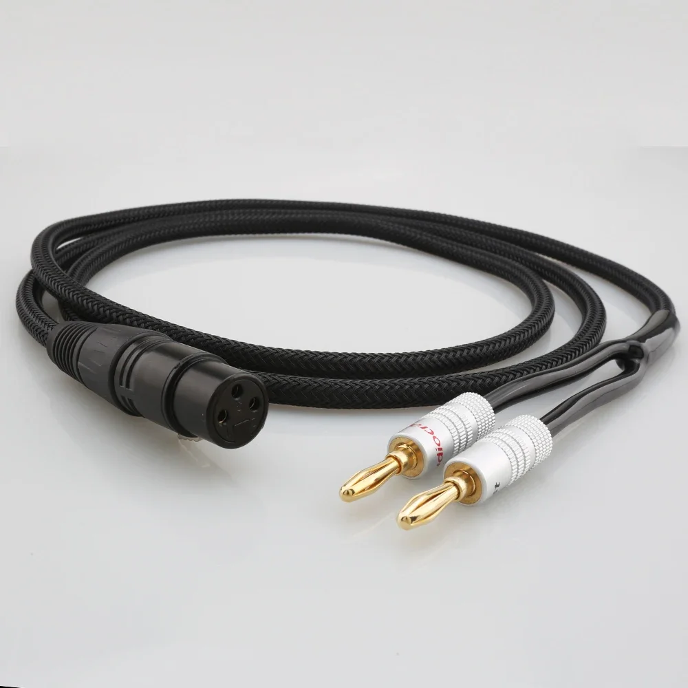 HiFi XLR Female to 4mm Banana Speaker Cable XLR 3 Pin Female to Dual Banana Plugs Audio Cable Speaker Amplifier