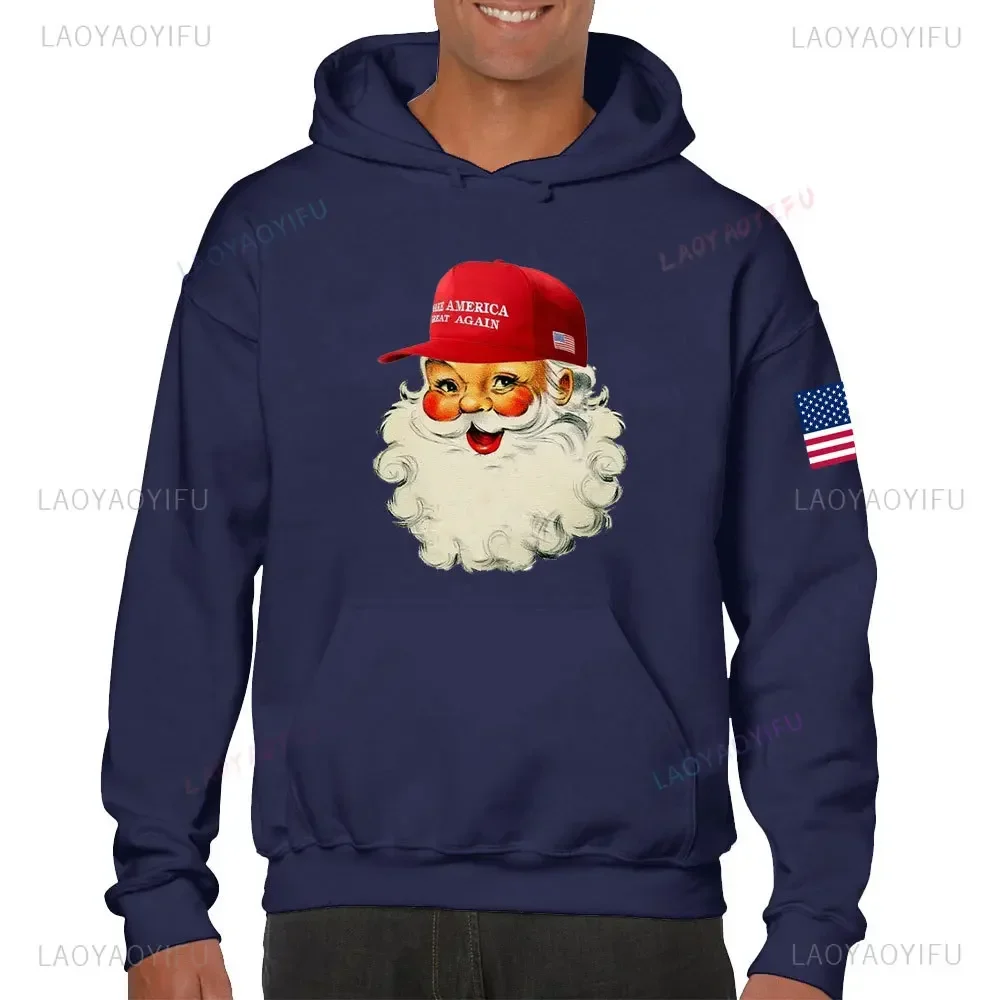 Make Christmas Great Again Trump Sudadera navideña Divertida sudadera navideña con capucha de Trump Sudadera de Papá Noel MAGA Santa sudaderas con capucha