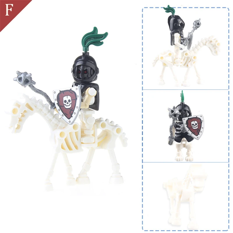Skeleton Medieval Castle Knight Warriors Animal Hores Building Blocks Singer Heroes DIY Collection Toy For Boys Gifts
