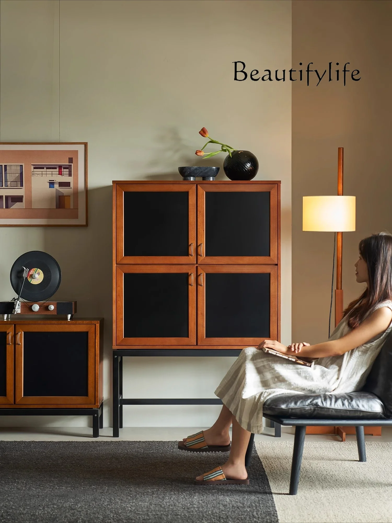 NEW Cloud Pavilion Side Cabinet French Retro Solid Wood Storage Simple Household Medieval Storage Color Matching Locker