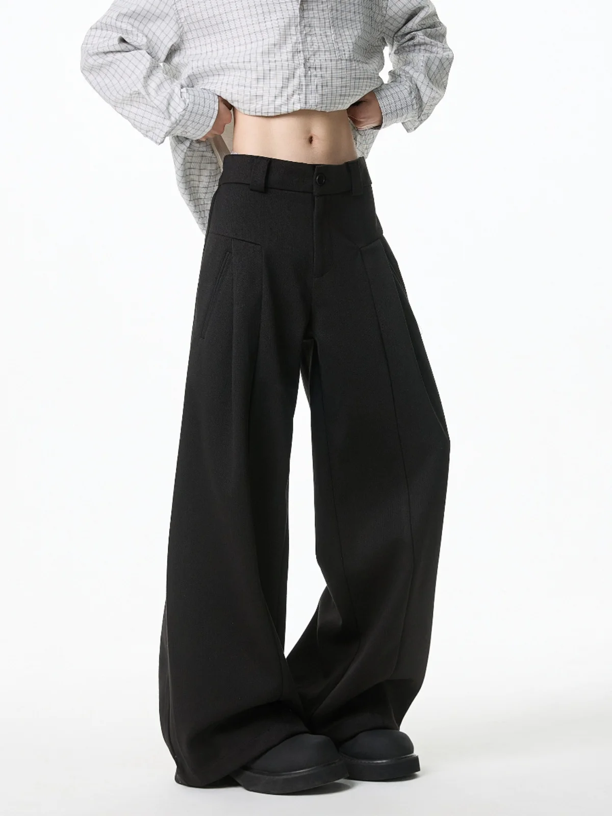 

Bla Casual Men's Pleated West Pants Spring Autumn Drapey High-End Feeling Cleanfit Straight Leg Suit Pants Loose Fit Long T...