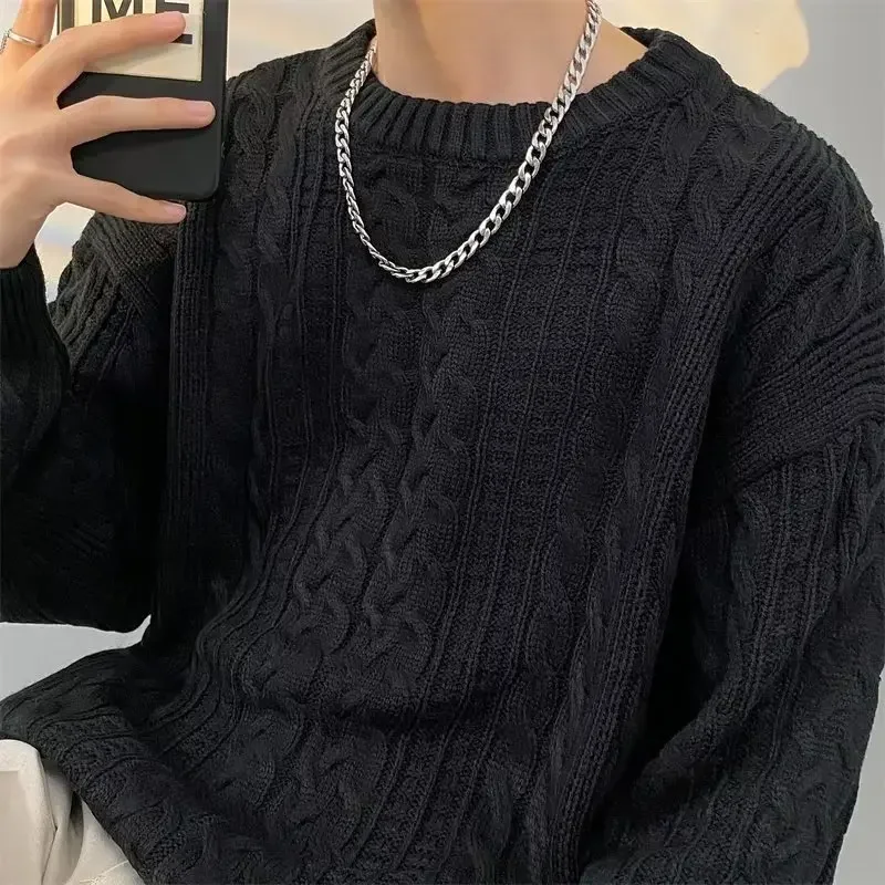 

Knitwear Wool Knitted Sweater Men O Neck Knitted Long Sleeve Mens Oversized Pullover Basic Solid Color Casual Fashion Men's Tops