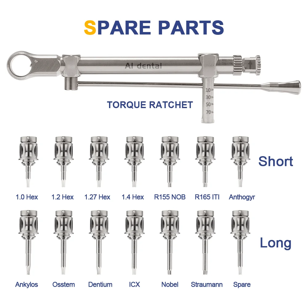 Kit chiave dentale chiave dinamometrica per impianto cacciaviti cricchetto 10-70N/CM manipolo strumenti di restauro AI-TW-kit