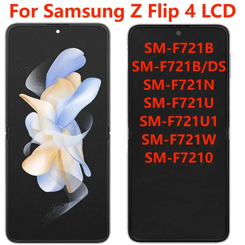 

ЖК-дисплей AMOLED для Samsung Z Flip 4 SM-F721B F721N, сенсорный экран с рамкой и дигитайзером в сборе, запасные части для ремонта, 6,7 дюйма