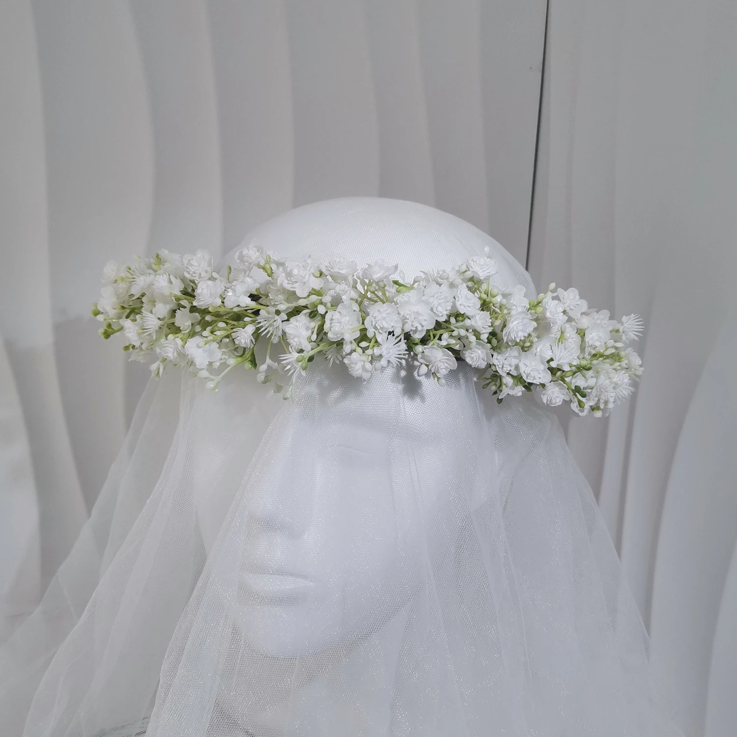 Baby\'s Breath Flower Crown Flower Hairband Women Headband Jewelry Wedding Party Hair Accessories Bride Bridesmaid Floral Garland