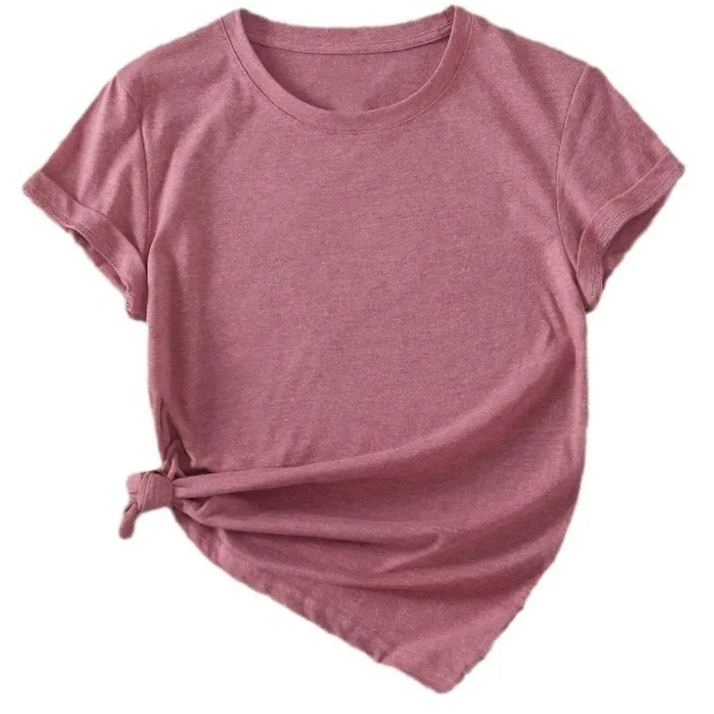 

Women's round Neck Short Sleeve T-shirt Casual Cotton Colored Top for Summer European And American Style Home Clothes