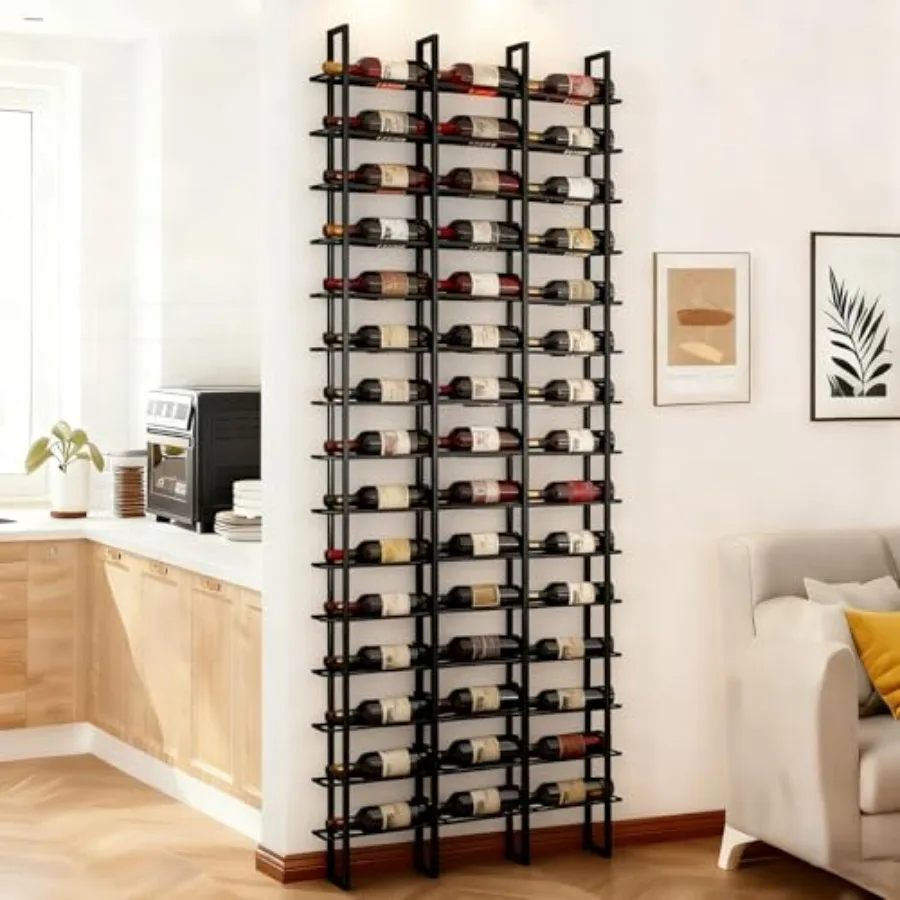 

Большая настенная полка для вина, 16 ярусов, 48 бутылок, органайзер для хранения вина, держатель для дисплея, современный металлический держатель для хранения вина для винных погребов H