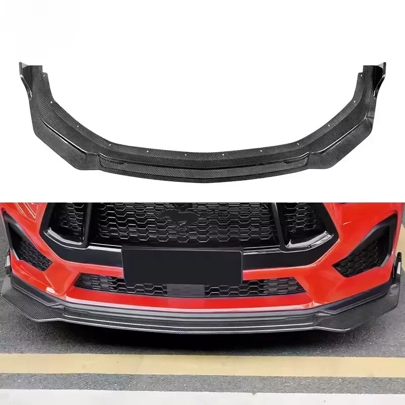 

For Ford Mustang front Dry Carbon fiber lip Front Bumper Lip 24+Spoiler Body kit Exterior Styling Modification Dark Horse Style