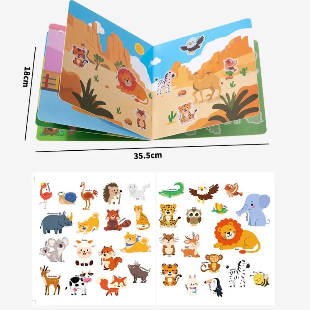 再利用可能な教育ステッカーブック想像力インタラクティブ DIY パズルステッカー動物オーシャンパズルマジックステッカーブック幼児