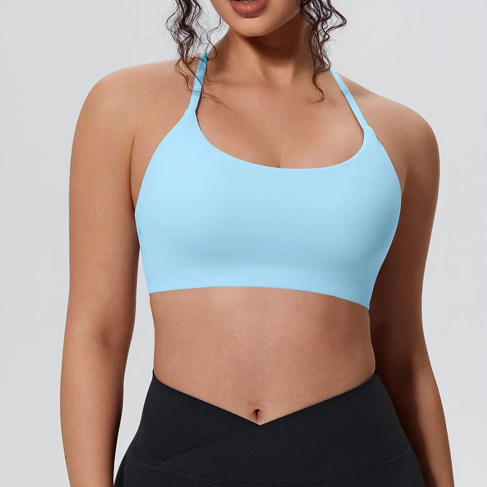 Soutien-gorge de sport pour femme à bretelles croisées, antichoc, sensation seconde peau, sexy, pour