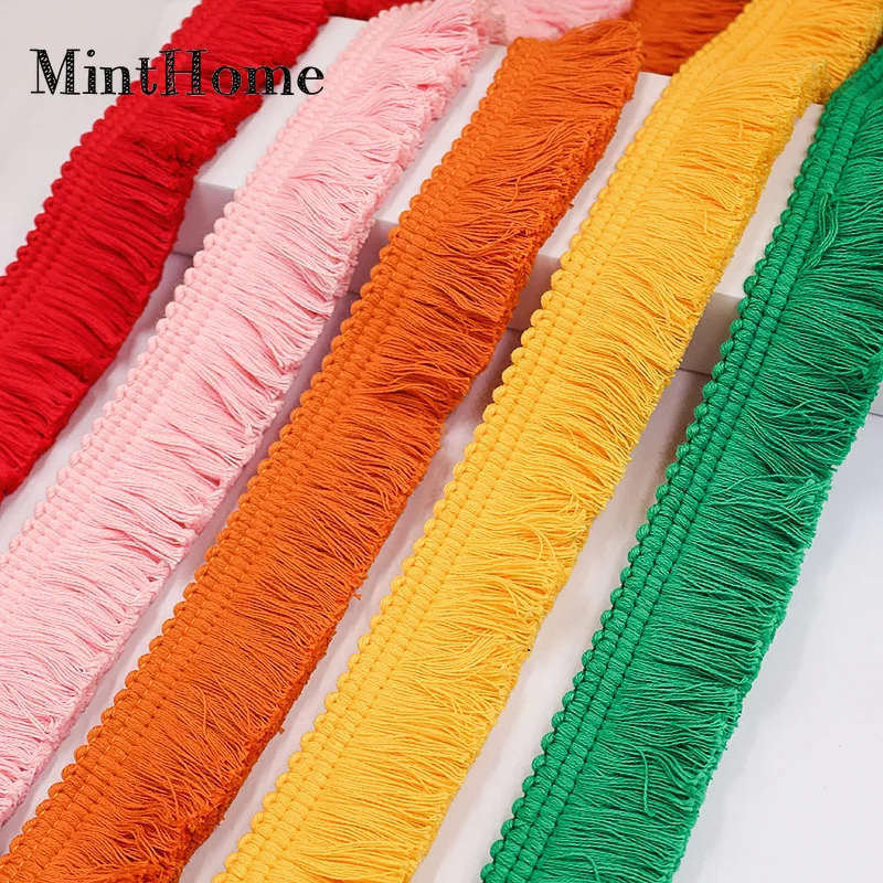 Cotton Thread Tassel for Clothing, Thickened Row Fringe, Lace Accessories, Home Textile, Solid Tassel, 3.8cm * 10m