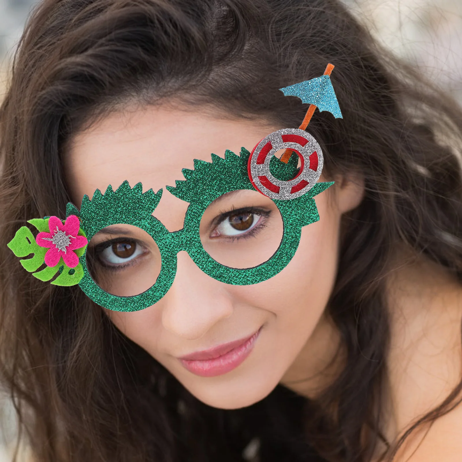 

4Pcs Tropical Hawaiian Party Glasses Flamingo Toucan Palm Tree Photo Booth Props Funny Beach Pool Accessories Photo Prop