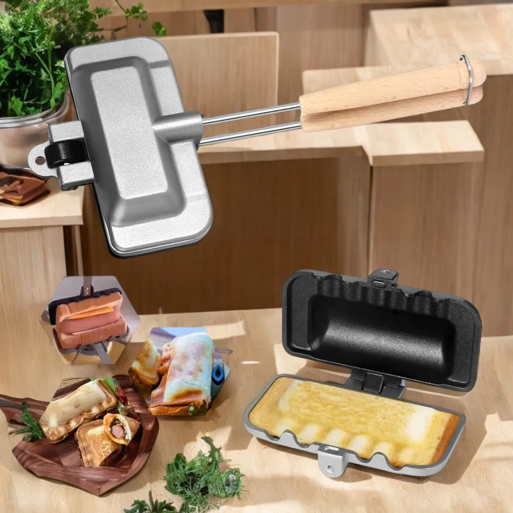 Non-stick Gas Cooker Double-Sided Sandwich Pan Sandwich Maker Frying Pan Bread Toast Omelette Baking Tray Kitchen Cookware