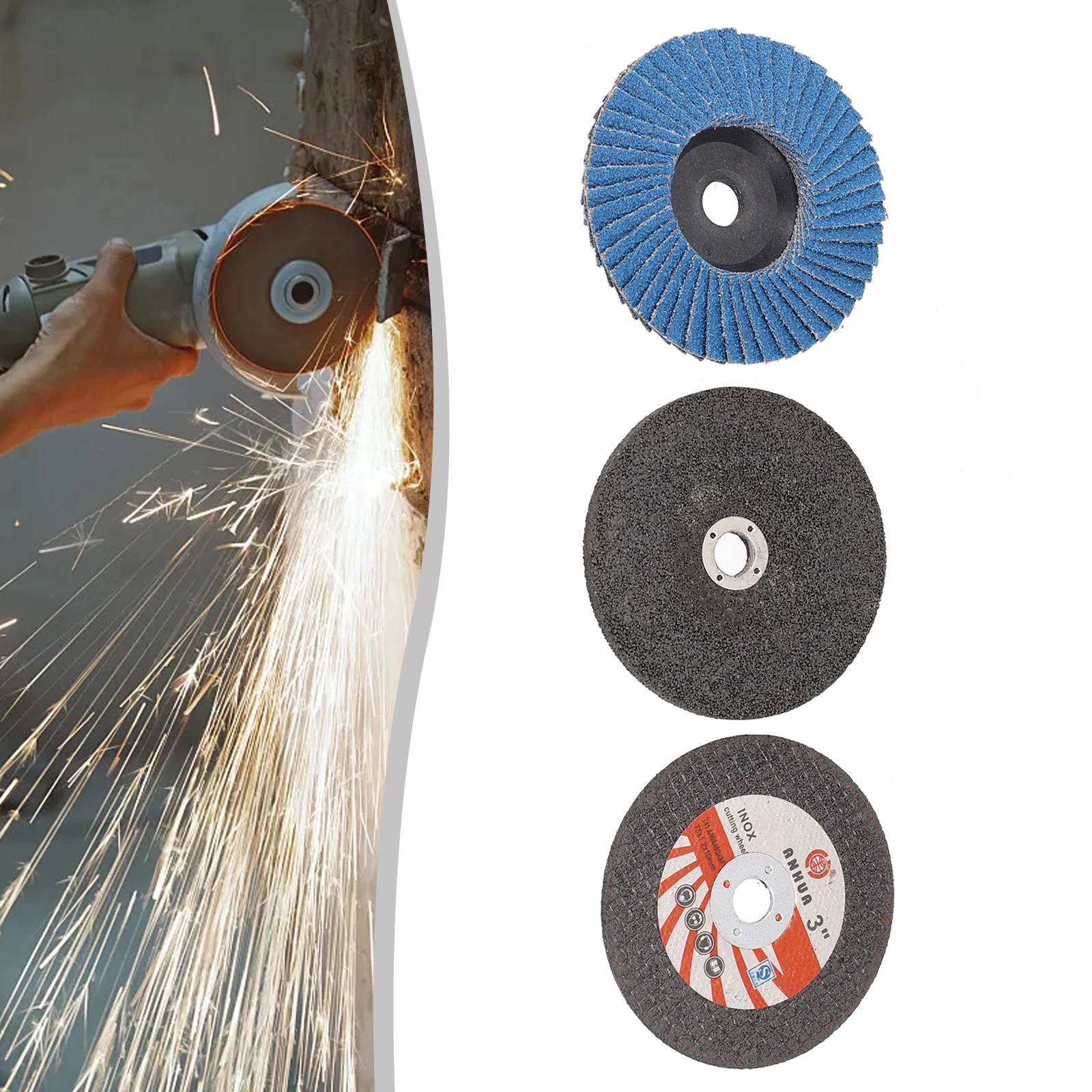 Angle Grinder Attachment, 3pcs Carbite Cutting Disc, 75mm Diameter, Suitable for Steel, Wood, Stone, and Ceramic Tile Cutting