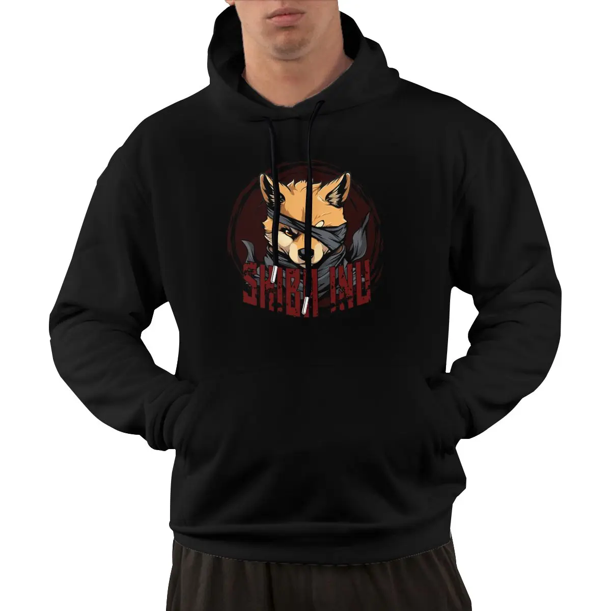 2024 Top Quality Epic Shibas Inu Samurai Essential Men's Hoodie Loose kangaroo pocket version hoodie