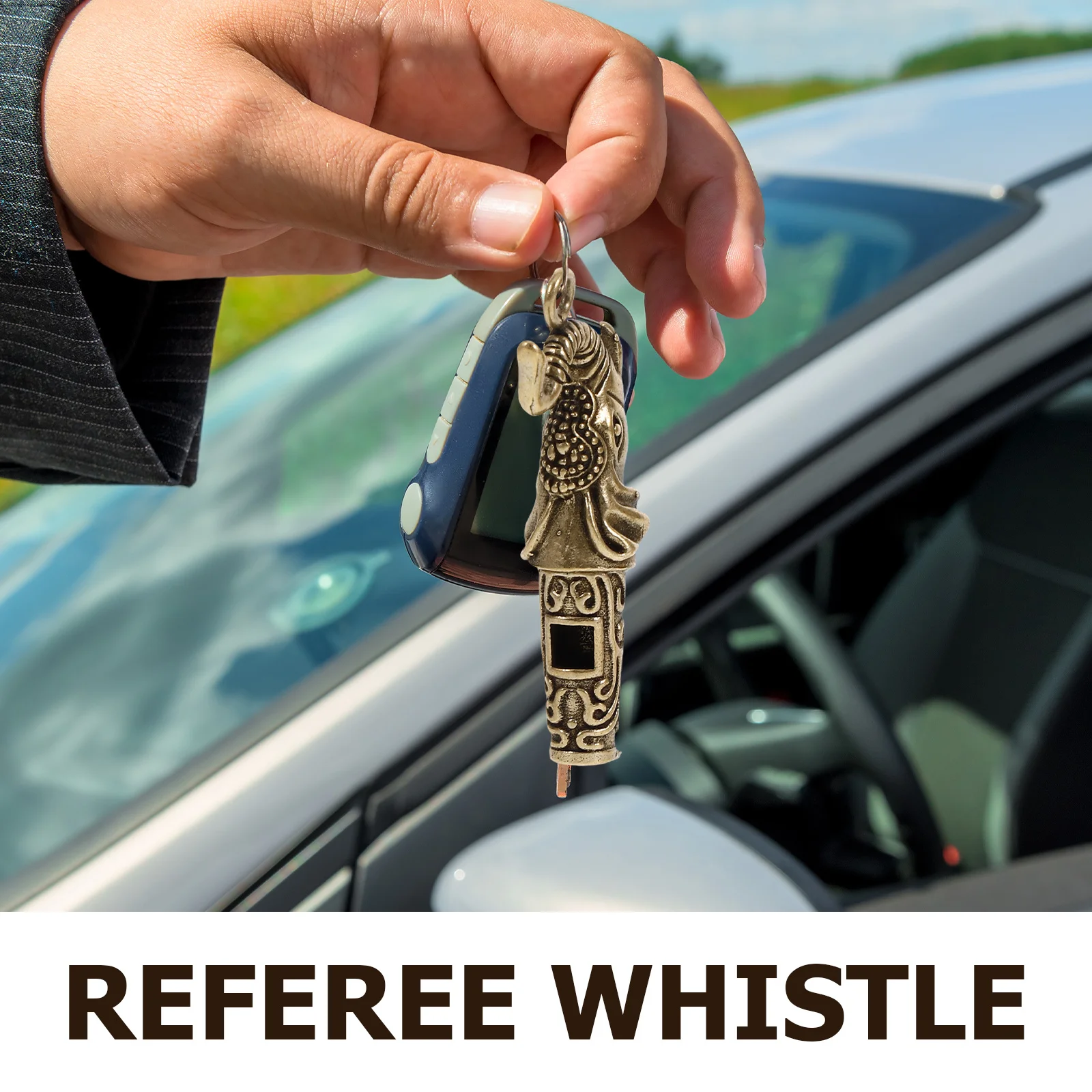 3 قطعة سلسلة المفاتيح النحاسية على شكل إبداعي تصميم صغير رائعتين بصوت عال هش متعدد الاستخدام الرياضة في الهواء الطلق في حالات الطوارئ