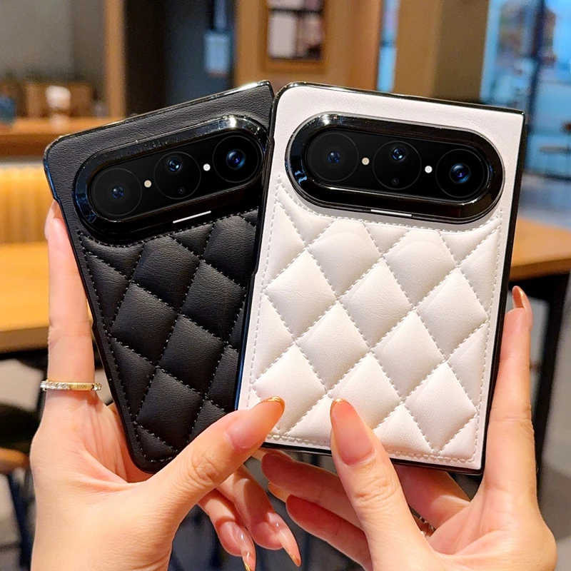 Grid Pattern For HuaWei Pura X Max Phone Case Protective PC Hard Shell Solid Color Shockproof Back Cover