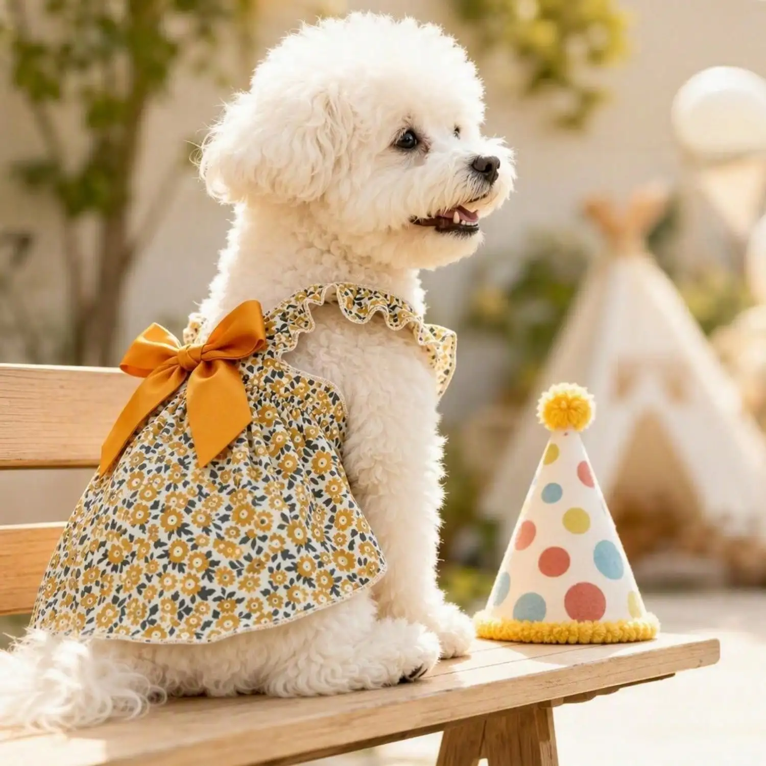 Sommerkleid für Haustiere, ärmellos, mit Blumenmuster, Rüschenriemen, großer Schleife als Dekoration für kleine Hunde, für den täglichen Gebrauch und Partys. – Detail 29