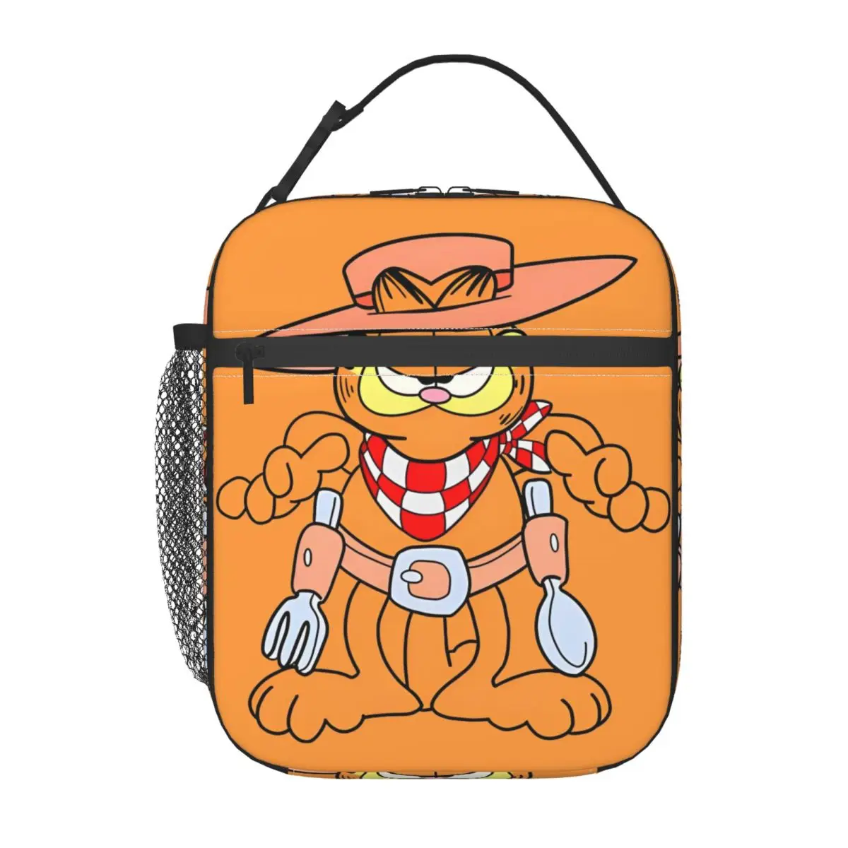 Bolsas de almuerzo con aislamiento de vaquero g-garfield divertidas para viajes, bolsa de almacenamiento de alimentos de gato de dibujos animados Meme, fiambrera térmica a prueba de fugas