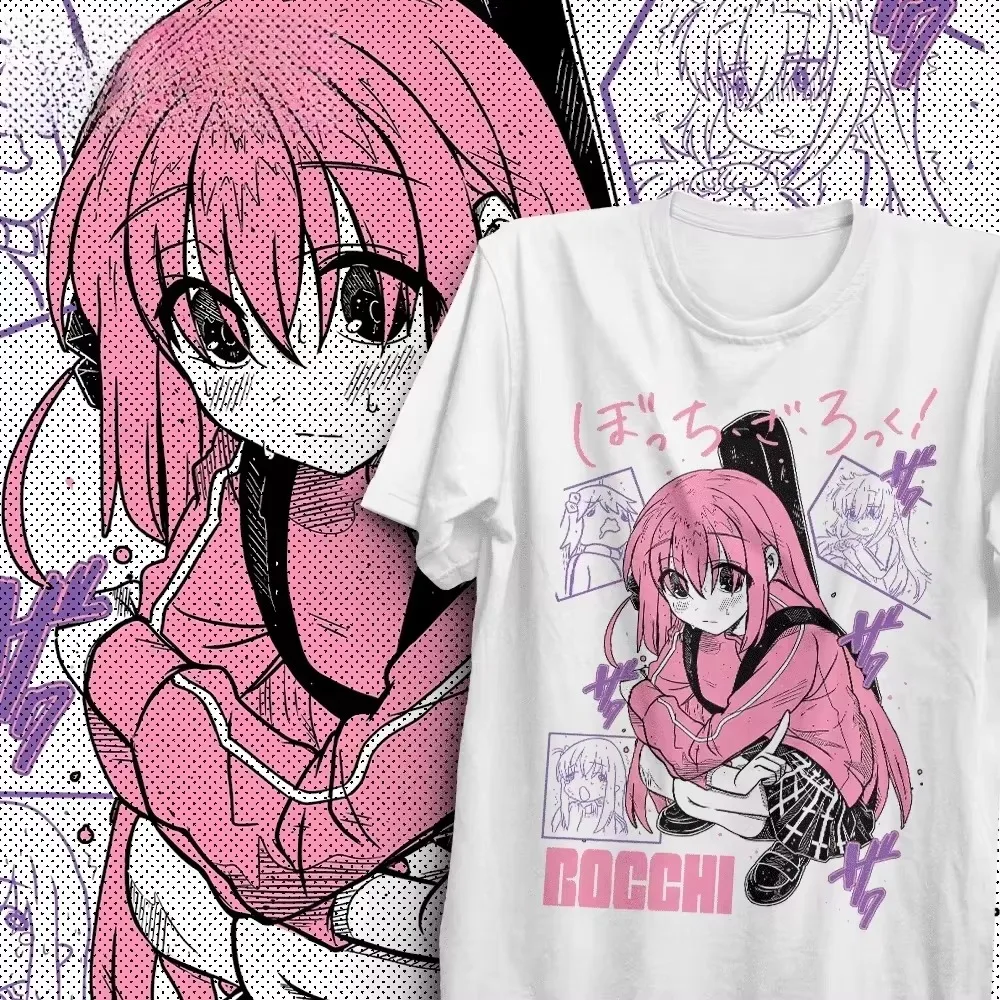 2026 Summer Bocchi The Rock Hitori Gotoh Manga Panel Anime Graphic Black T-Shirt Unisex Oversized Y2K Streetwear Tees