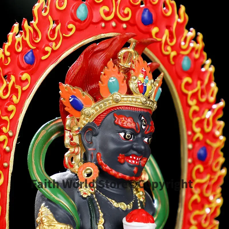 High grade COLOR Drew gilding Buddha brass statue HOME temple effective protection Tibetan Nepal Black Jambhala God Buddha