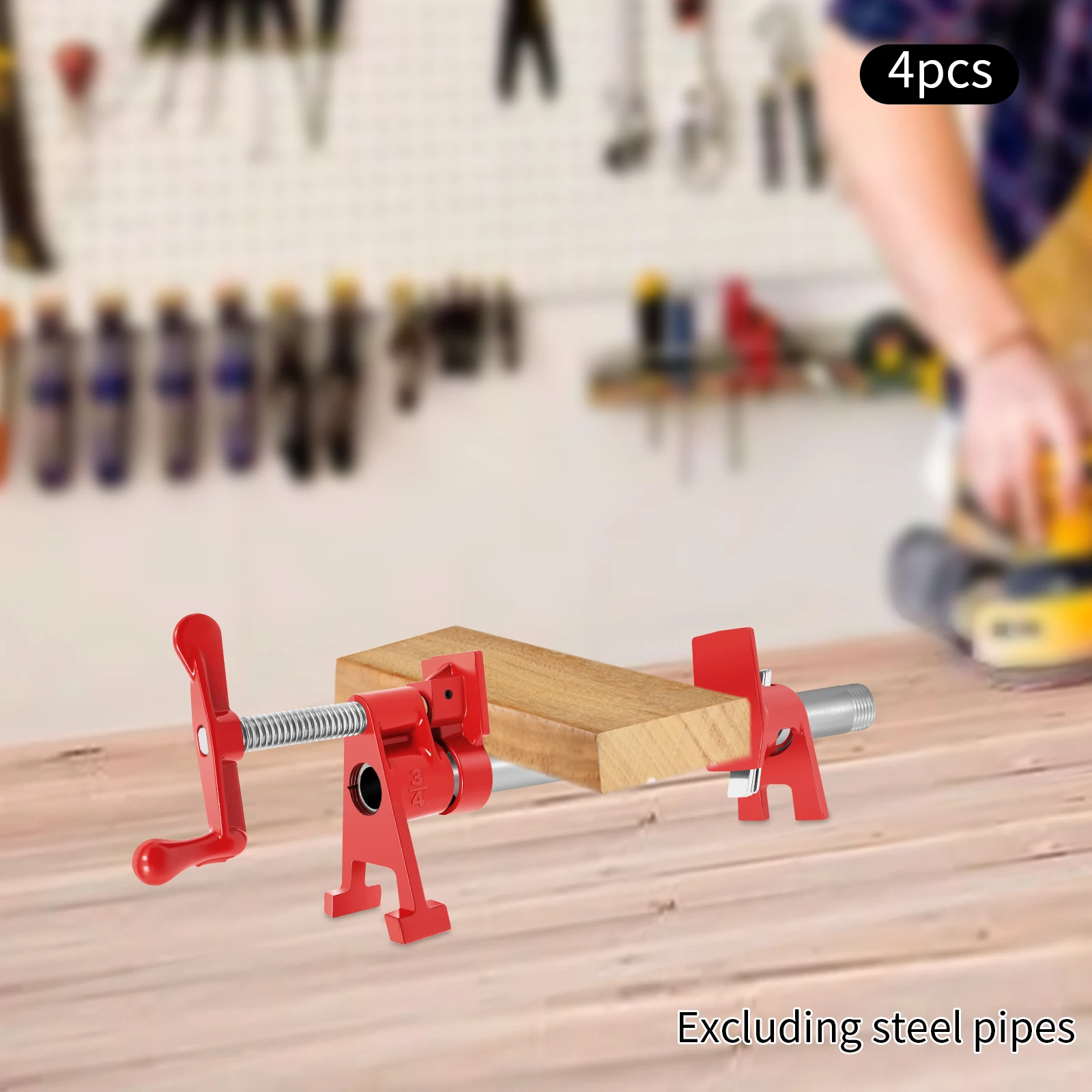 

Набор из 4 зажимов для труб диаметром 3/4 дюйма, сверхмощные железные зажимы для деревообработки на столешнице, для труб с резьбой 3/4 дюйма