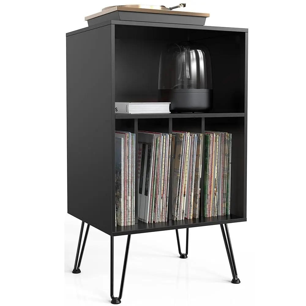 

Record Player Stand, Turntable Stand With Record Storage, Vinyl Record Storage Cabinet With Metal Legs, Record Player Table