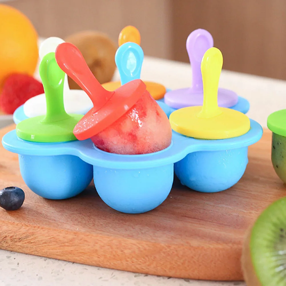 

Silicone Baby Food Storage Tray 7 Cavities Round Colorful Container Mold Ice Tray Lid for Freezer Microwave Oven Baby