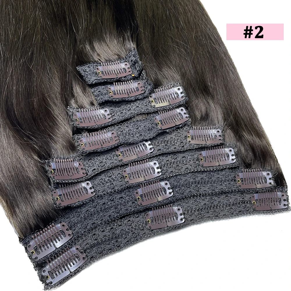 Clip In Hair Extensions Real Human Hair 8 Stuks Hair Extensions 120G 100% Menselijk Haar Clip In Extensions Straight zacht Haar #2 Kleur