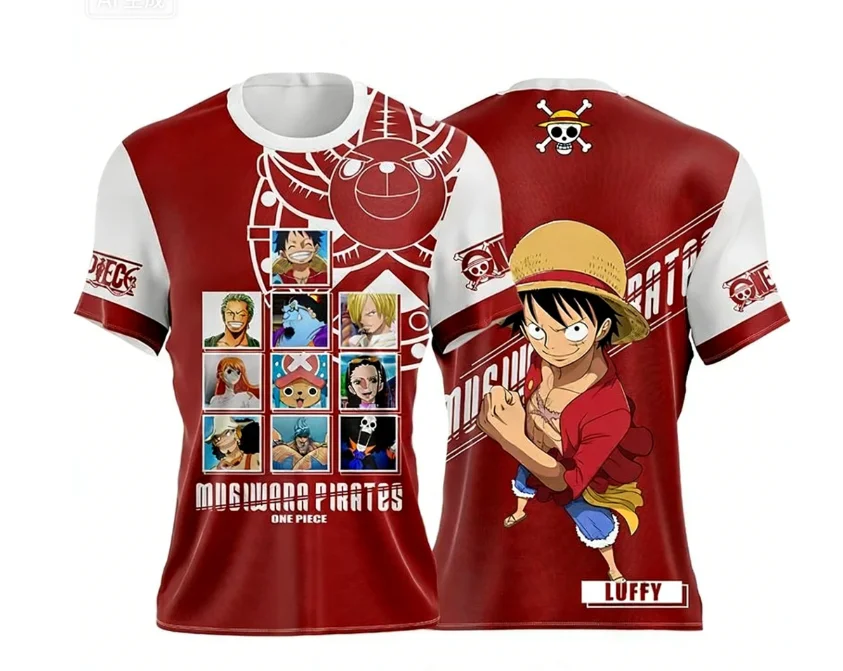 

Футболка с 3D-принтом One Piece Straw Hat Team, мультяшная аниме-футболка для детей, летние спортивные футболки, повседневные топы для детей/взрослых