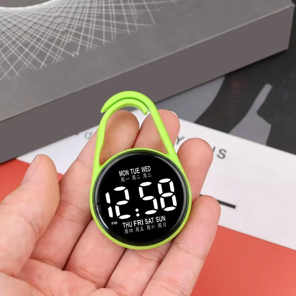 Relógio Eletrônico de Bolso com LED e Toque, Chaveiro Digital Portátil para Estudantes e Mochilas
