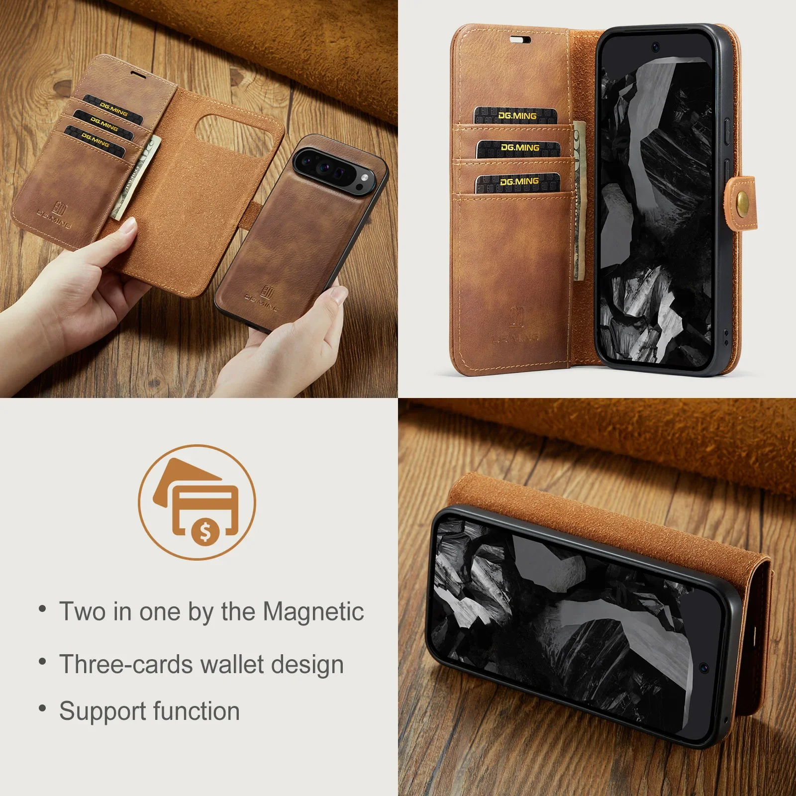 2 in 1 Detachable Cards Solt Wallet Leather Phone Case For Google Pixel 9 Pro XL 8A 7 7A 6 6A Magnetic Removable Bag Book Cover