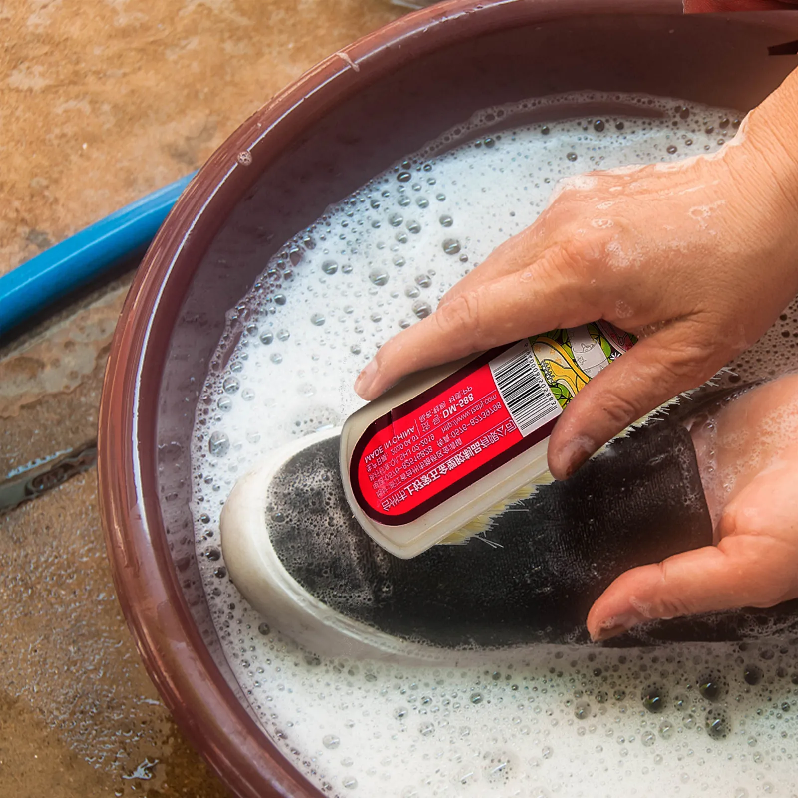 

4Pcs Multi-Functional Cleaning Brush with Long Handle Sturdy Wooden Board Non-Skid Bristles for Shoes Clothes Bed Floor Bathtub