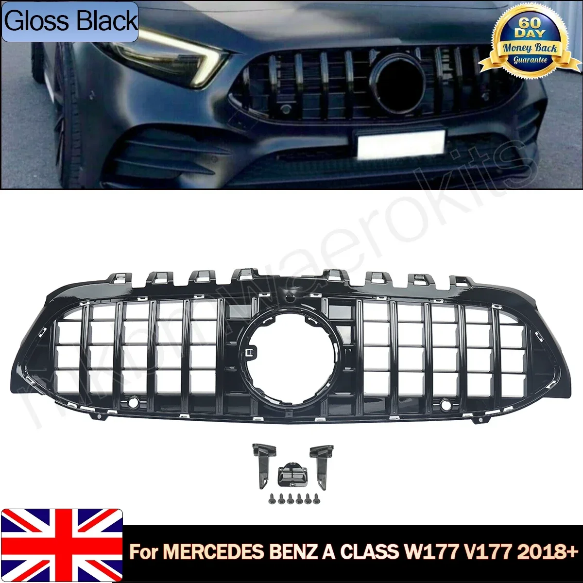 2018+ Front Grille Suitable for W177 A180 A200 A260 A45 GT GTR Grille Auto Front Bumper Panamericana Without Emblem