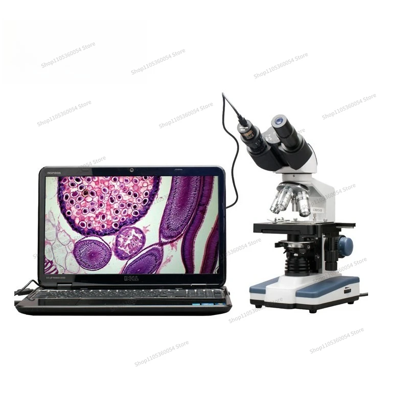 For 40X-2500X Binocular LED Biological Compound Microscope 3D Stage + 5 Million Pixel Camera