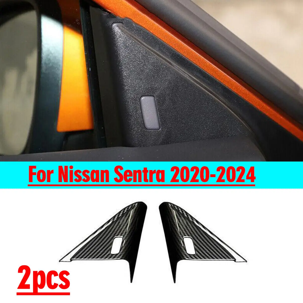 

For Nissan Sentra 2020-2023 2024 Carbon Fiber A Pillar Front Triangle Cover Trim
