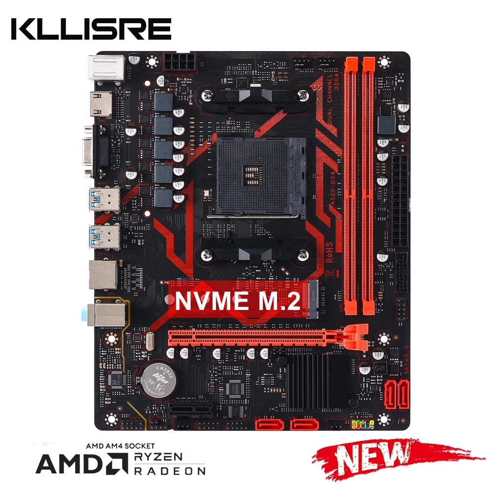 

Материнская плата Kllisre A520, двухканальная DDR4 NVME M.2 SATA3.0 Micro ATX, поддержка процессора AM4 Ryzen
