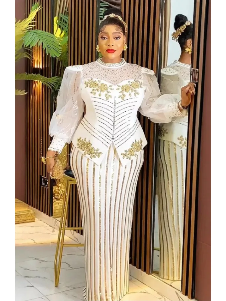 فساتين أفريقية للنساء 2025 حجم كبير ترتر مساء حفل زفاف فستان طويل Dashiki أنقرة ملابس رداء أفريقيا الملابس