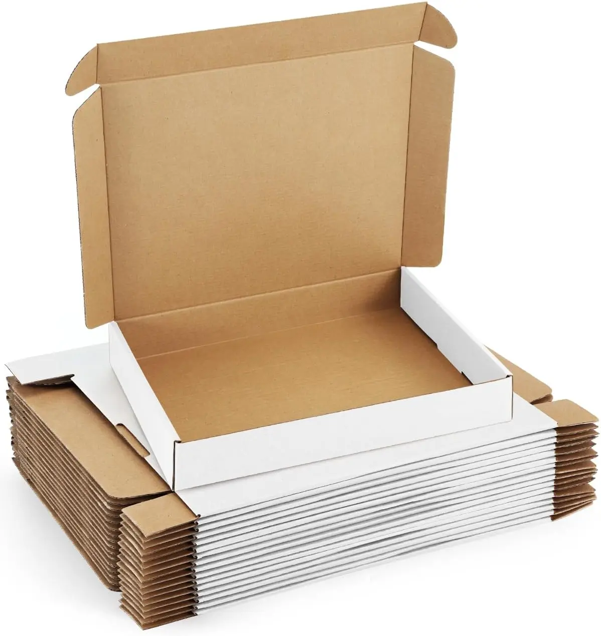 13x10x2 Inches White Corrugated Cardboard Shipping Boxes, 25 Pack for Packaging Books Shoes Gifts Small Business Mailing