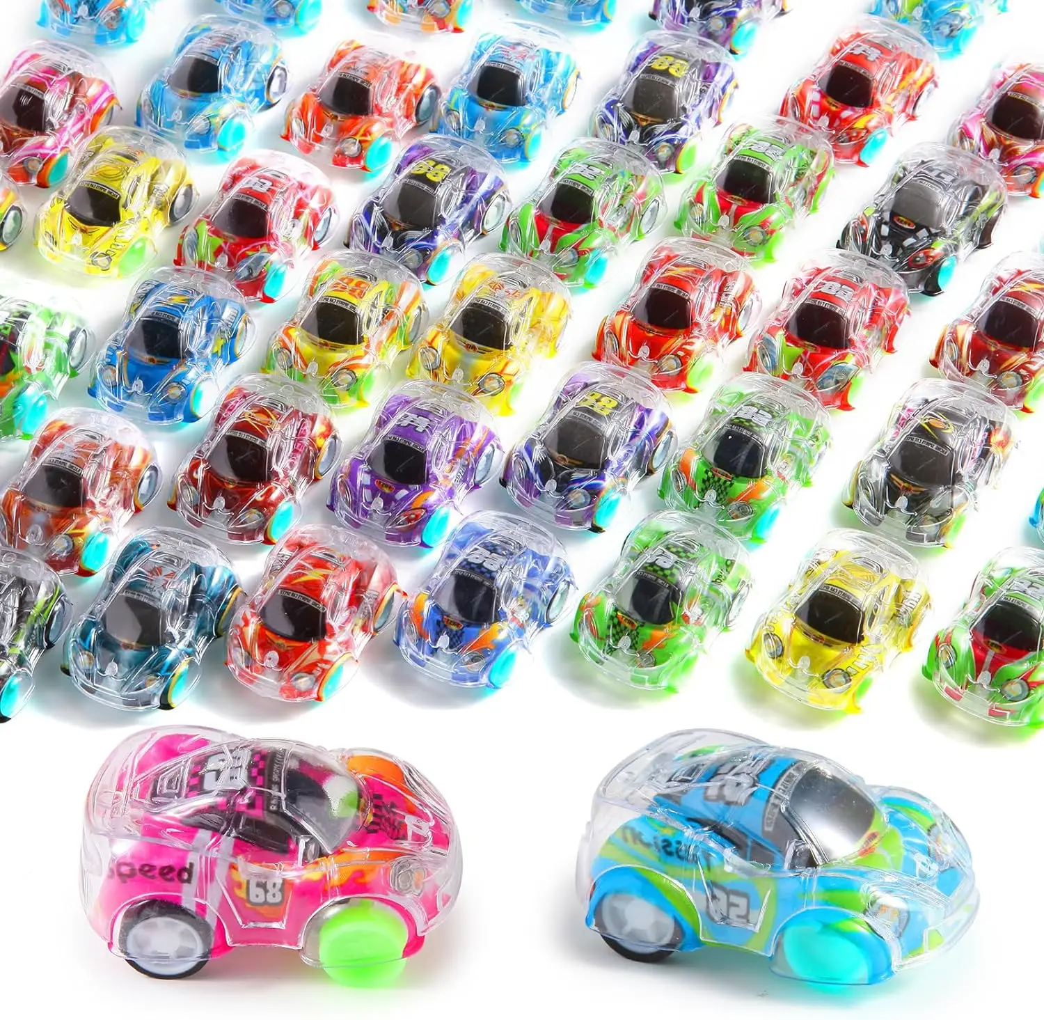 Juego de Mini coches de carreras para niños y niñas, rellenos de Piñata, embutidores de bolsas, 12/100 piezas