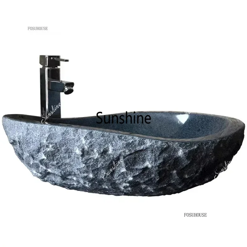 Picture 5: Outdoor Chinese Stone Bathroom Sinks Courtyard Personality Wash Basin Bathroom Furniture Balcony Light Luxury Countertop Sink