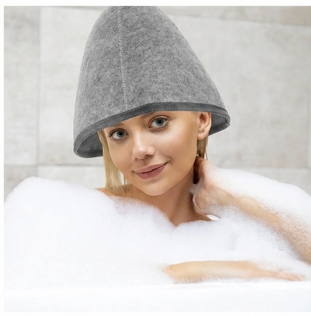 2Pcs Thick Felt Sauna Hat Bath Cap for Shower Bath Sauna Unisex Adult Heat Resistant Eye Protecting Sweat Absorbing Comfortable