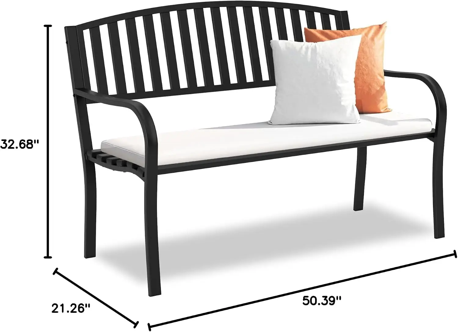 Outdoor Bench Garden Bench Weatherproof Anti Rust Heavy Duty Outside Bench Clearance Wrought Iron Metal Bench For Front Porch Patio Park Black