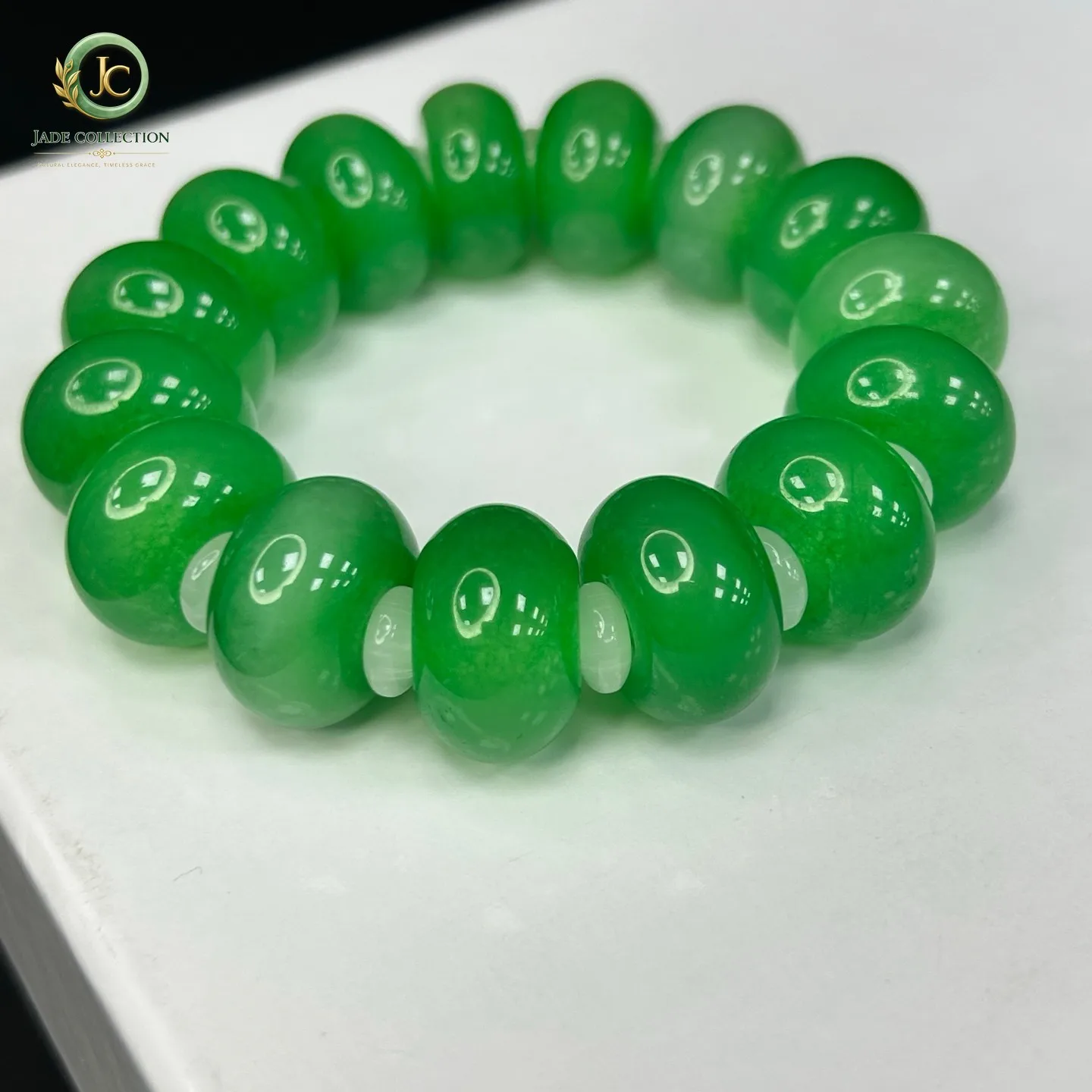 20MM Real Natural Ice Green Burmese Beads Jade jadeite Bracelets Bangle