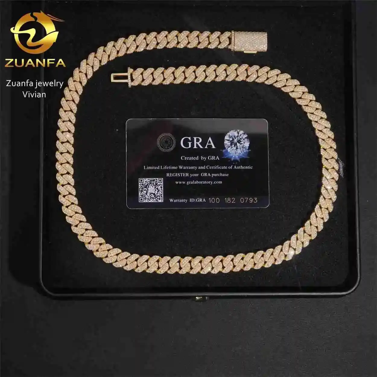 Fashion Hip Hop Fine Jewelry Brass VVS Moissanite Cuban Link Chain Cuban Link Chain 10mm Iced Out Cuban Link Chain Necklace..