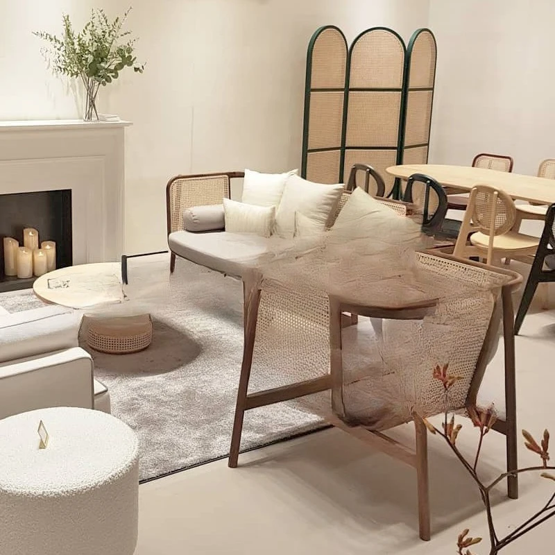 Log Einzelsofa Kombination Wohnzimmer kleine Wohnung Freizeit Massivholz Rattan Stuhl