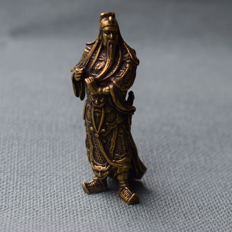 Antique-style finely crafted solid brass collectible Guan Gong statue