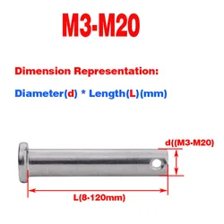 304 Stainless Steel Pin Shaft With Hole / Cotter Pin Combination Set M3-M20