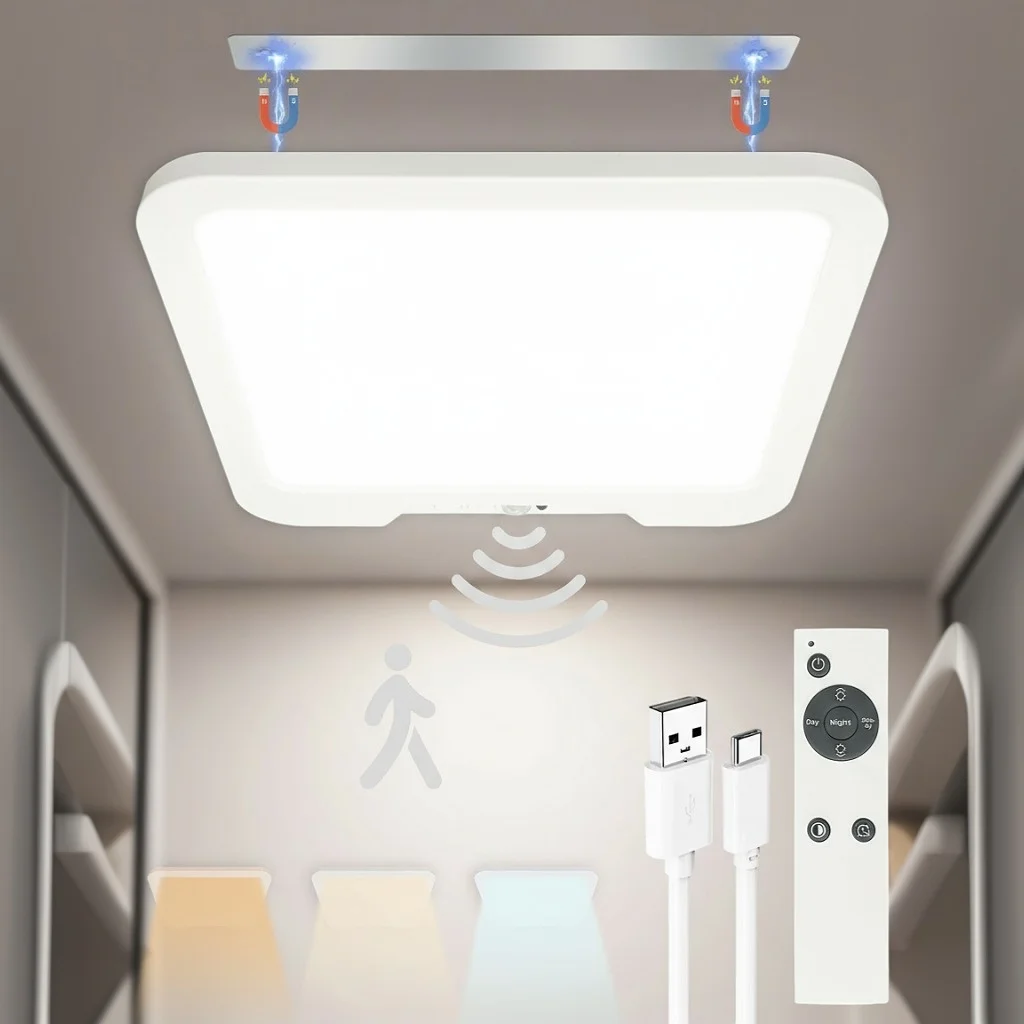 Square Household Ceiling Light 162Leds USB Rechargeable Battery Ceiling LED Lamp Dimming Human Body Sensing Decorative Lighting