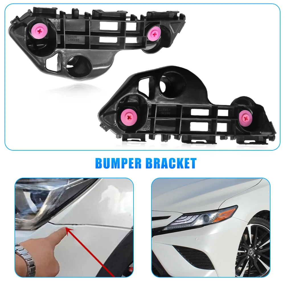Pair Front Bumper Retainer Mounting Brackets Set For Toyota Camry 2018 2019 2020 2021 52536-33060 52535-33060 52535-06210